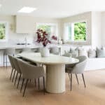 French Oak floorboards in open dining area light coloured timber floor