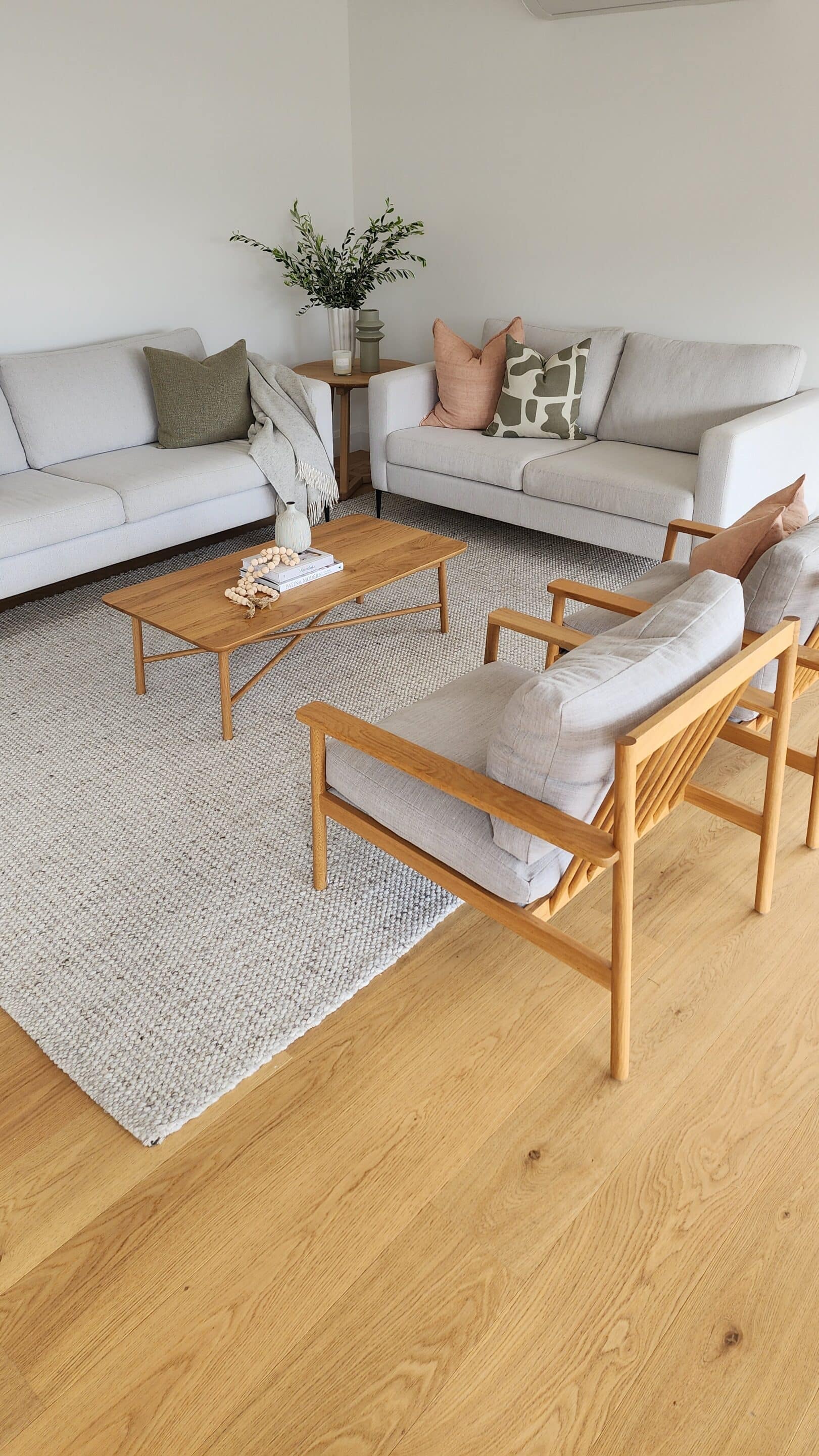 Natural oak flooring in lounge