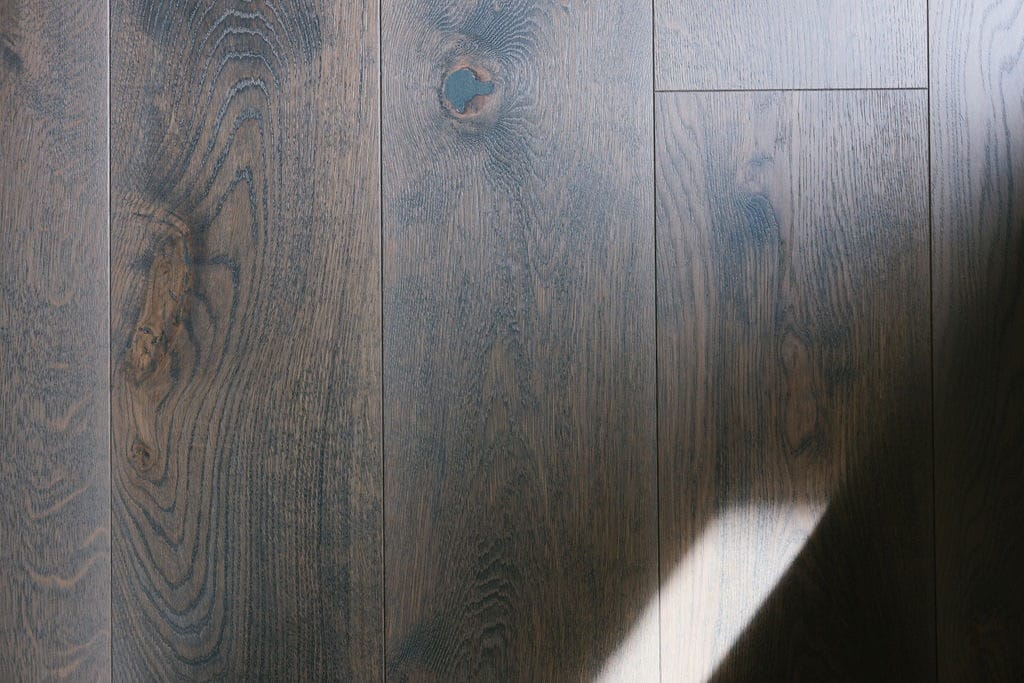 close up of dark brown oiled wood floor